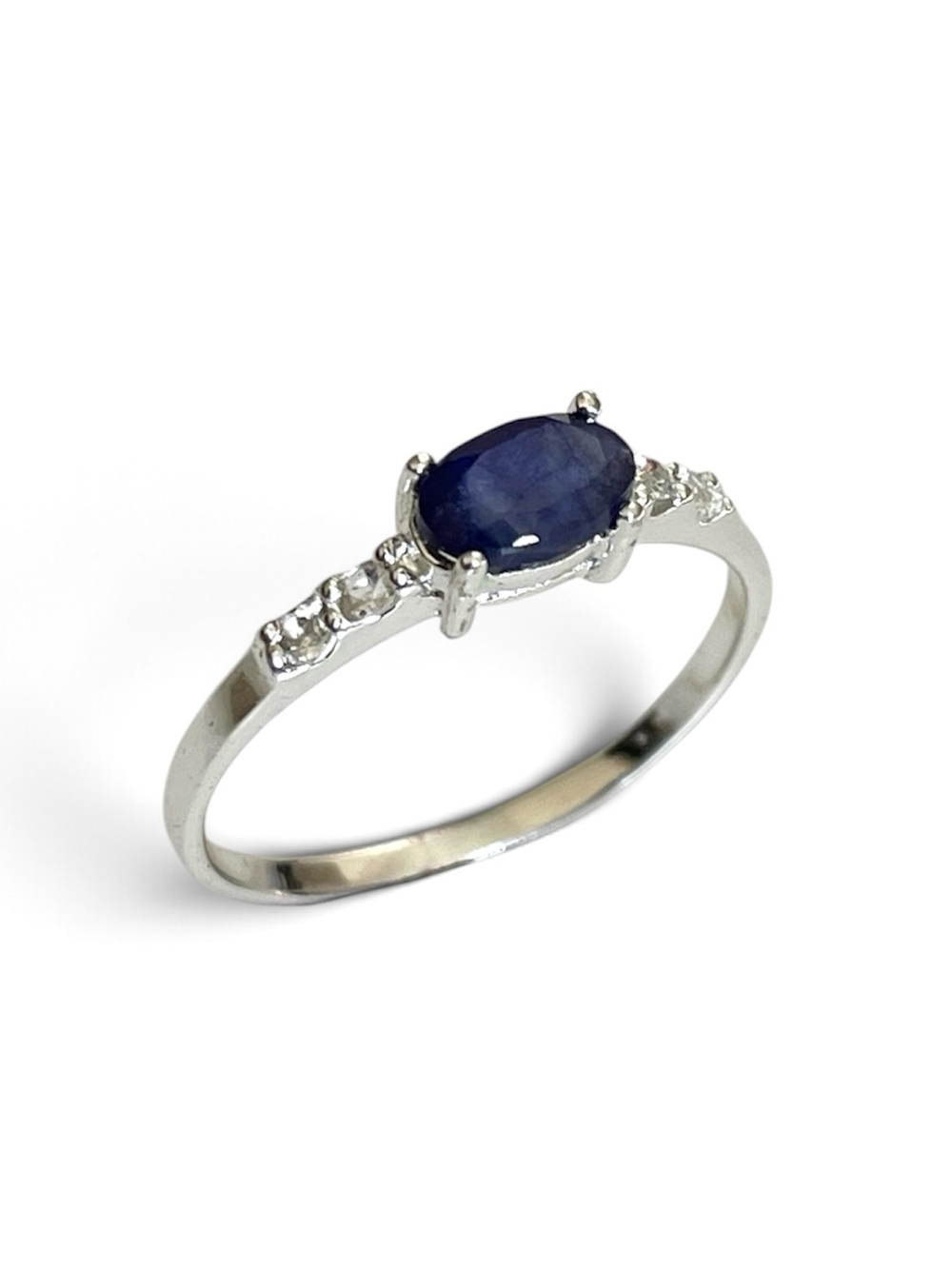 Natural Blue Sapphire Ring: 925 Sterling Silver, “Royal Delicacies” US 5-9